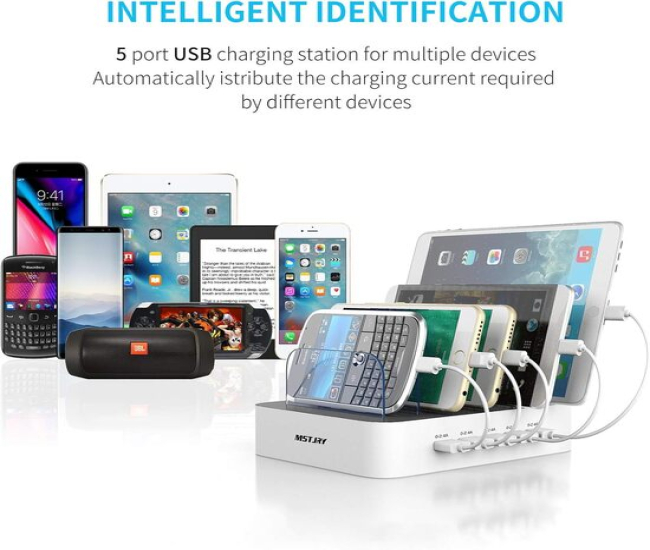 5 Port USB-A Charger Station with Power Switch 