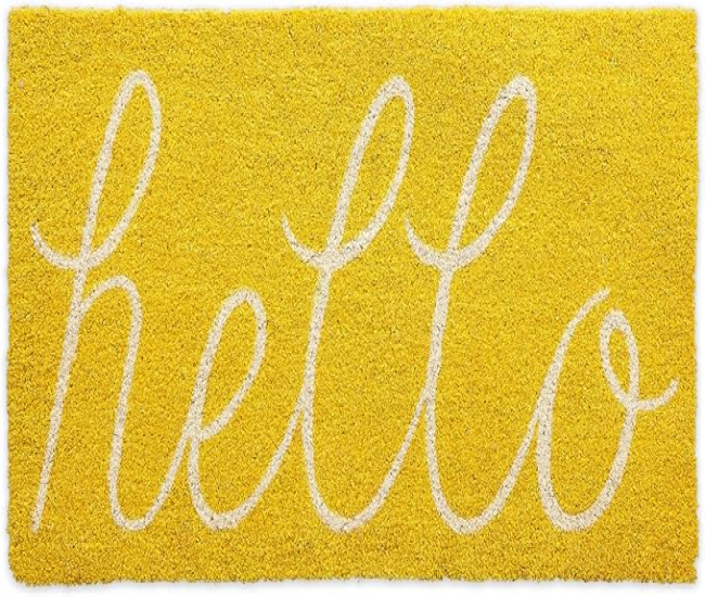 DII Hello Coir Fiber Doormat Non-Slip Durable Outdoor/Indoor