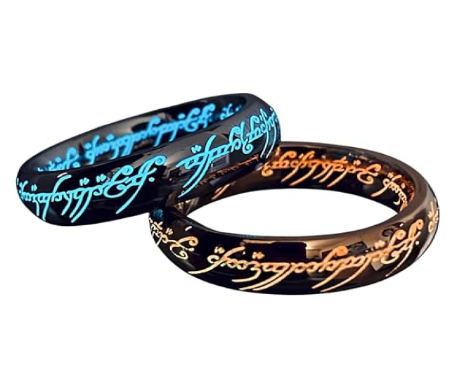 Elvish Ring Glow in the Dark, Elvish Rune Jewelry