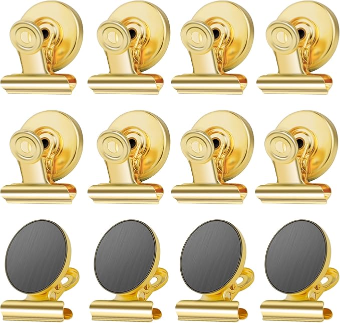 GRTARD 12Pack Magnetic Clips with Anti-Scratch Sticky Pads, Strong Heavy Duty Clips Magnet, Fridge Magnets Clip, Whiteboard Magnets Clip, Non-Scratch Metal Magnet Clips for Refrigerator, Whiteboard