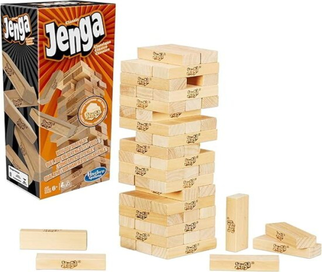 Hasbro Gaming Jenga Classic Game with Genuine Hardwood Blocks