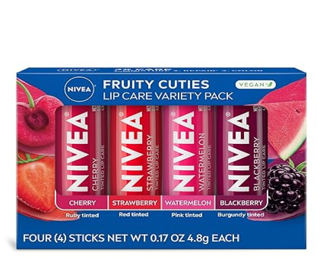 NIVEA Lip Care, Fruity Tinted Lip Balm Variety Pack