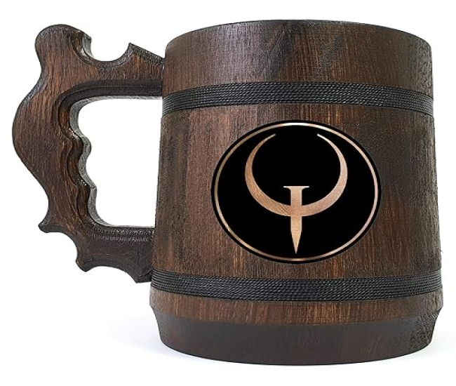 Quake Beer Mug, Personalized Stein, Wooden Tankard