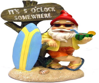 5:00 Somewhere Tropical Party Gnome Garden Statue
