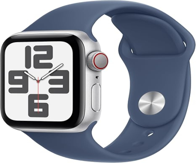 Apple Watch SE (2nd Gen) Smartwatch with Silver Aluminium Case with Denim Sport