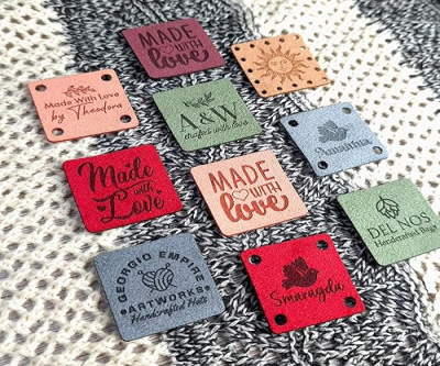 Customized Utrasuede Product Tags With Rivets