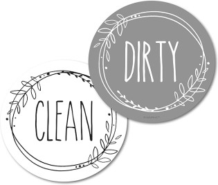 Dishwasher Magnet Clean Dirty Sign, Double-Sided Clean/Dirty for Stainless Steel Dish Washers, White & Gray Magnetic Home and Kitchen Gadgets or Accessories