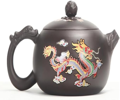 Hand-made Dragon and Phoenix Color-changing Purple Clay Teapot