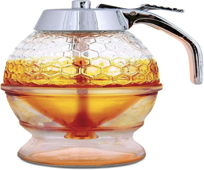 Hunnibi No Drip Glass Honey Dispenser with Stand