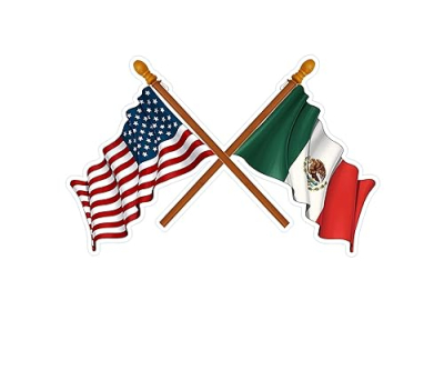 Mexican American Flying Crossed Flags