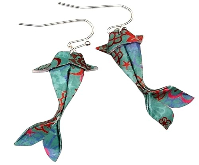 Paper Origami Koi Fish Earrings, 6 Color Patterns
