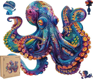 Wooden Puzzles for Adults,Octopus Wooden Jigsaw Puzzles 200pcs,11.2x11.2in,Medium,Unique Shape Adult Puzzles,Irregular Wood Puzzles Creative Gift for Adults and Kids Family Game