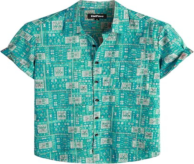 VATPAVE Mens Front Pocket Hawaiian Shirts Casual Floral Shirts 